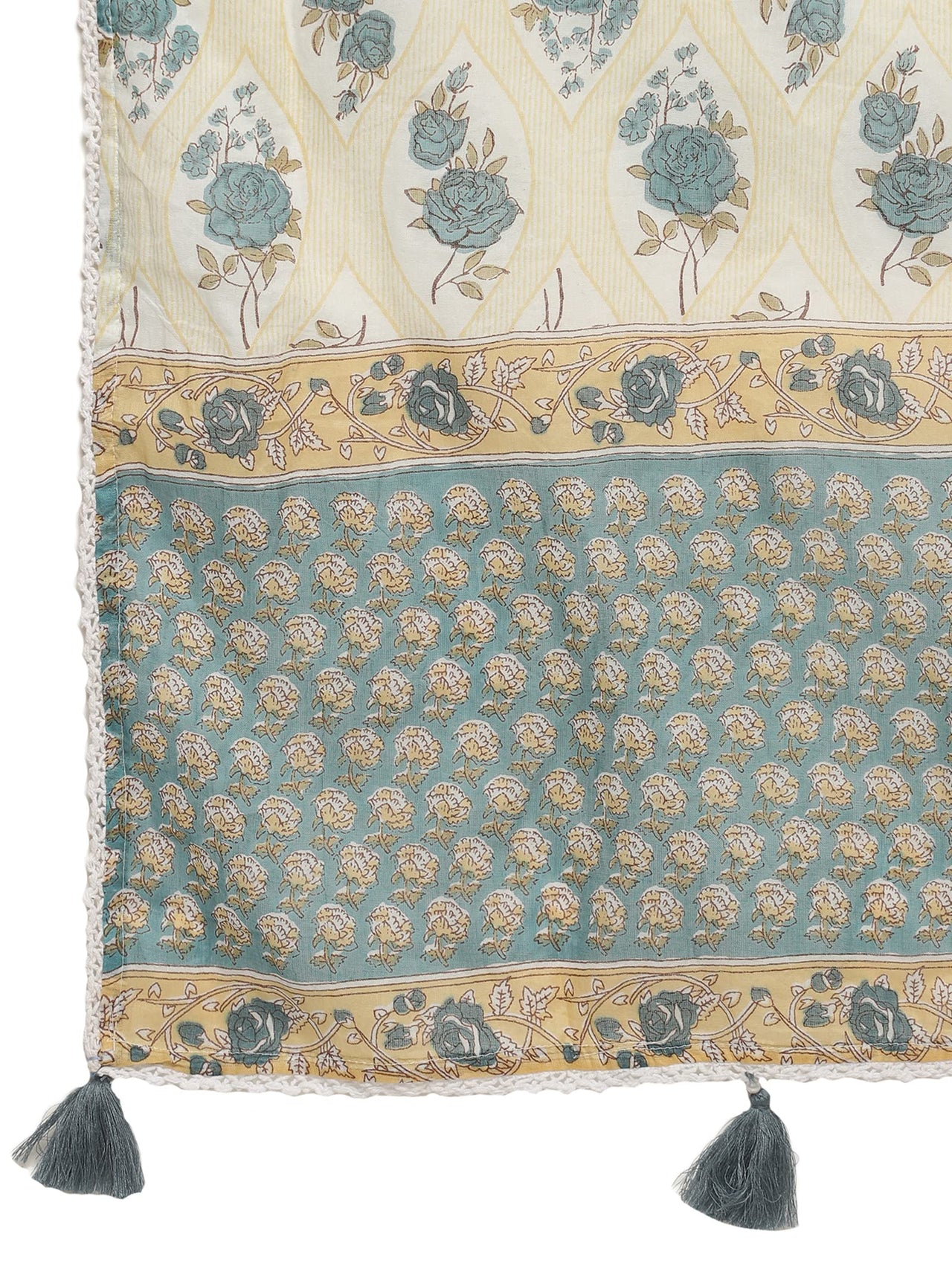 RAJMANDIRFABRICS Women's  Cotton Printed Straight Kurta Sharara With Dupatta Set