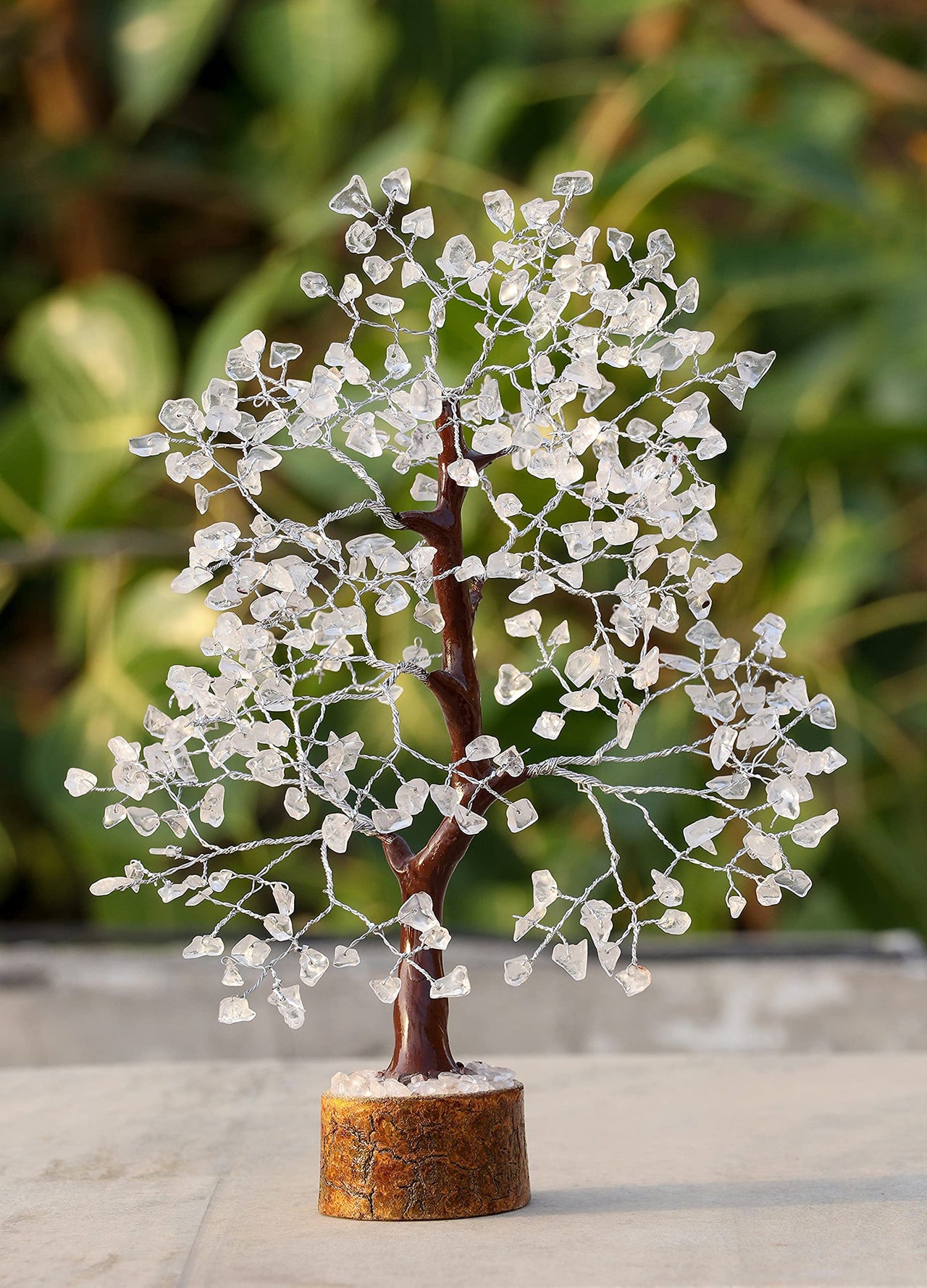 Clear Quartz Gemstone Tree of Life - Handmade Crystal Tree for Positive Energy, Chakra Money Tree Bonsai - Feng Shui Decor, Healing Crystals - Attract Good Luck, Meditation Accessories, Spiritual Gift Clear Quartz (Silver Wire)