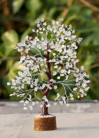 Clear Quartz Gemstone Tree of Life - Handmade Crystal Tree for Positive Energy, Chakra Money Tree Bonsai - Feng Shui Decor, Healing Crystals - Attract Good Luck, Meditation Accessories, Spiritual Gift Clear Quartz (Silver Wire)