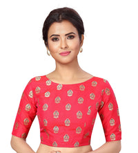 X3 Women's  Brocade Readymade Saree Blouse with Golden Bootas 38