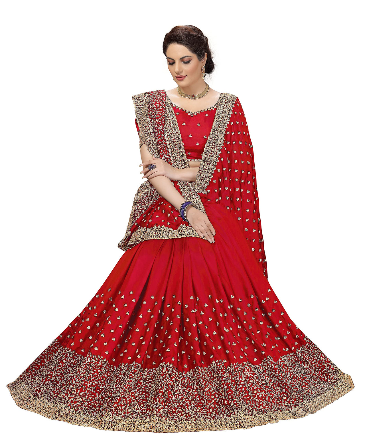 PANASH TRENDS Women's  Heavy Embroidered Silk Saree Women