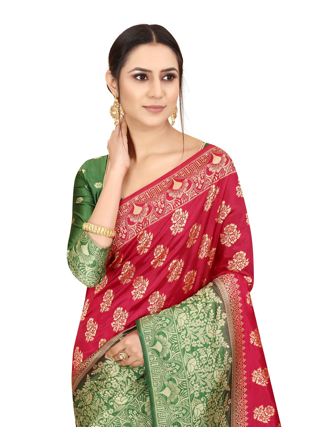 SATYAM WEAVES Women's  Banarasi Cotton Silk Saree With Blouse Piece