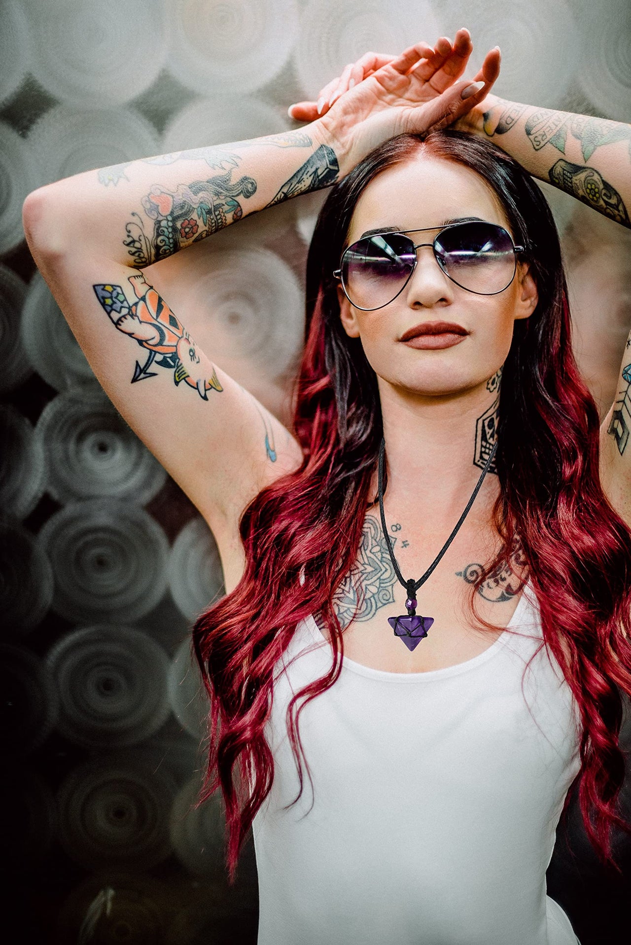 Amethyst Healing Crystal Necklace Pointed Pendant Necklaces Adjustable Rope Natural Pyramid Gemstone Stone Necklace Reiki Quartz Jewelry for Women Men Purple-amethyst