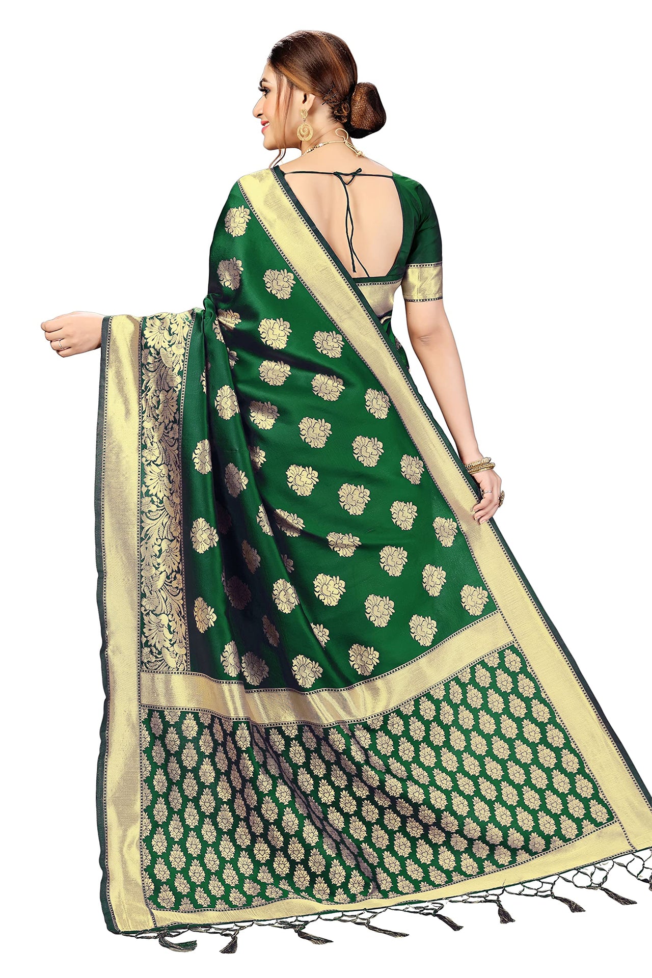 PANASH TRENDS Women's  Kanchipuram Banarasi Art Silk Saree with Blouse Piece