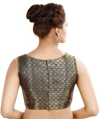 Madhu Fashion Womens Traditional Rich Banaras Brocade Sleeveless Readymade Saree Blouse