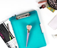 Dexas Slimcase 2 Storage Clipboard with Side Opening, 12.5 x 9.5 inches, Teal Glitter. Organize in Style for Home, School, Work or Trades! Ideal for Teachers, Nurses, Students, Homeschooling
