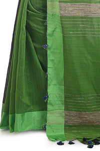 BENGAL HANDLOOM Women's  Art Silk Cotton Stripe Saree With Blouse Piece