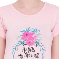 In Love Ladies Long Knee Length Chest Printed Side Slits Tshirts