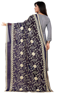 AKSHAR LLC Miss India Women's  Chiffon Dupatta With Karachi Embroidery Work