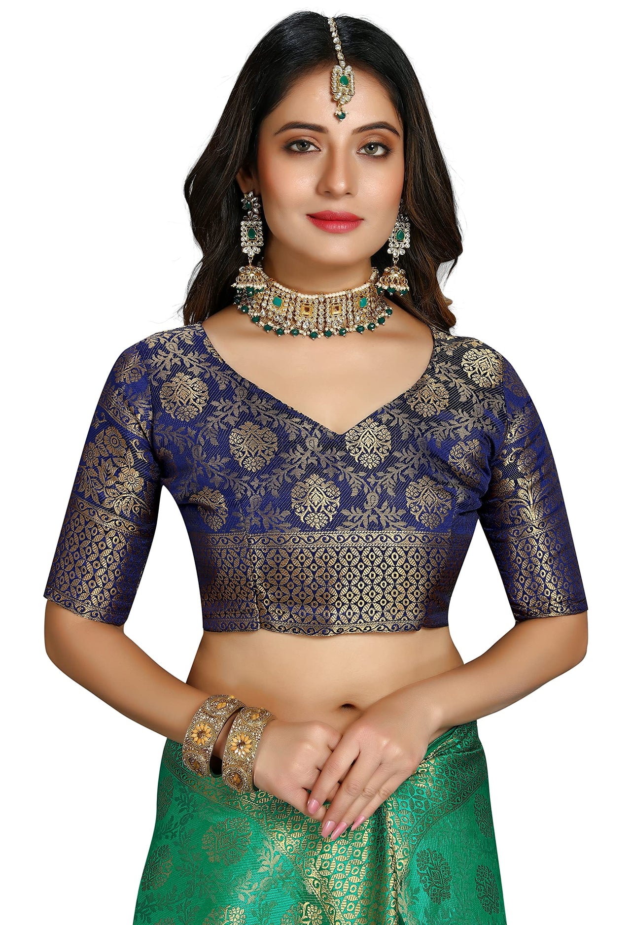 iZibra Women's  Pure Kanjivaram Silk Sraee Kanchipuram Pattu Sarees With Blouse Piece (kismat-2 paithani)