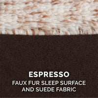 Furhaven Replacement Dog Bed Cover Two-Tone Faux Fur & Suede L Shaped Chaise, Machine Washable - Espresso, Medium Cover Only 30.0