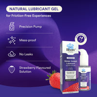 Bloom Water-Based Lubricant & Massage Gel | (50 ml) | For Long-lasting Painless Experiences | Non-Staining Lube for Dryness | Non-Sticky & pH Balanced Formula | Strawberry Flavour