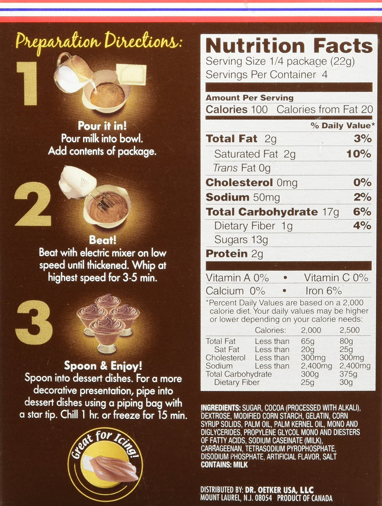 DR OETKER Mousse Chocolate Milk, 3.1 Ounces