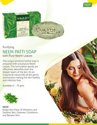 Vaadi Herbals Neem Patti Soap, Pure Neem Leaves, 75gms x 6