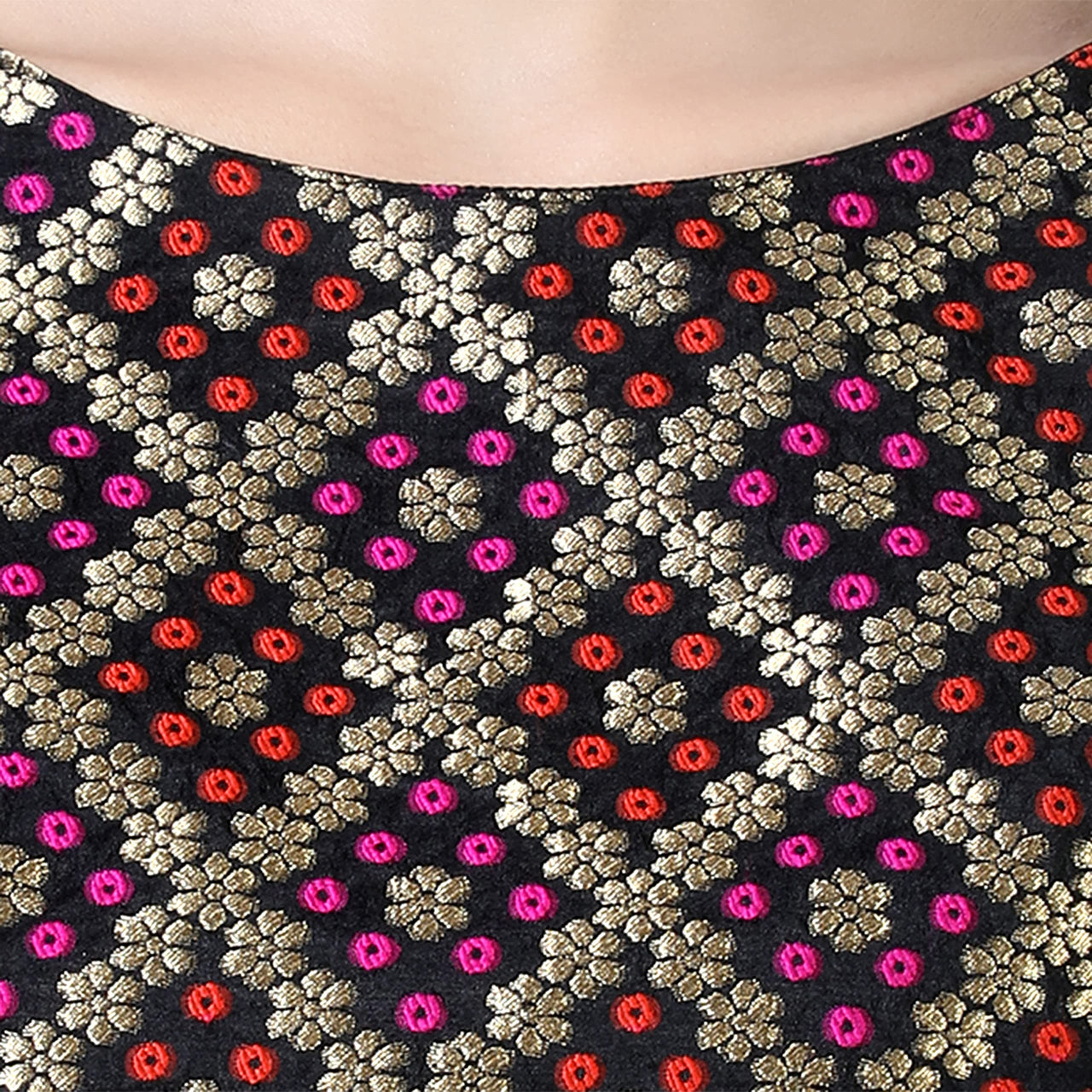 X3 Women's  Brocade Zari Weaving Elbow Length Sleeves Saree Blouse