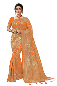 Nivah Fashion Women's  Banarasi Art Silk Saree with Blouse Piece