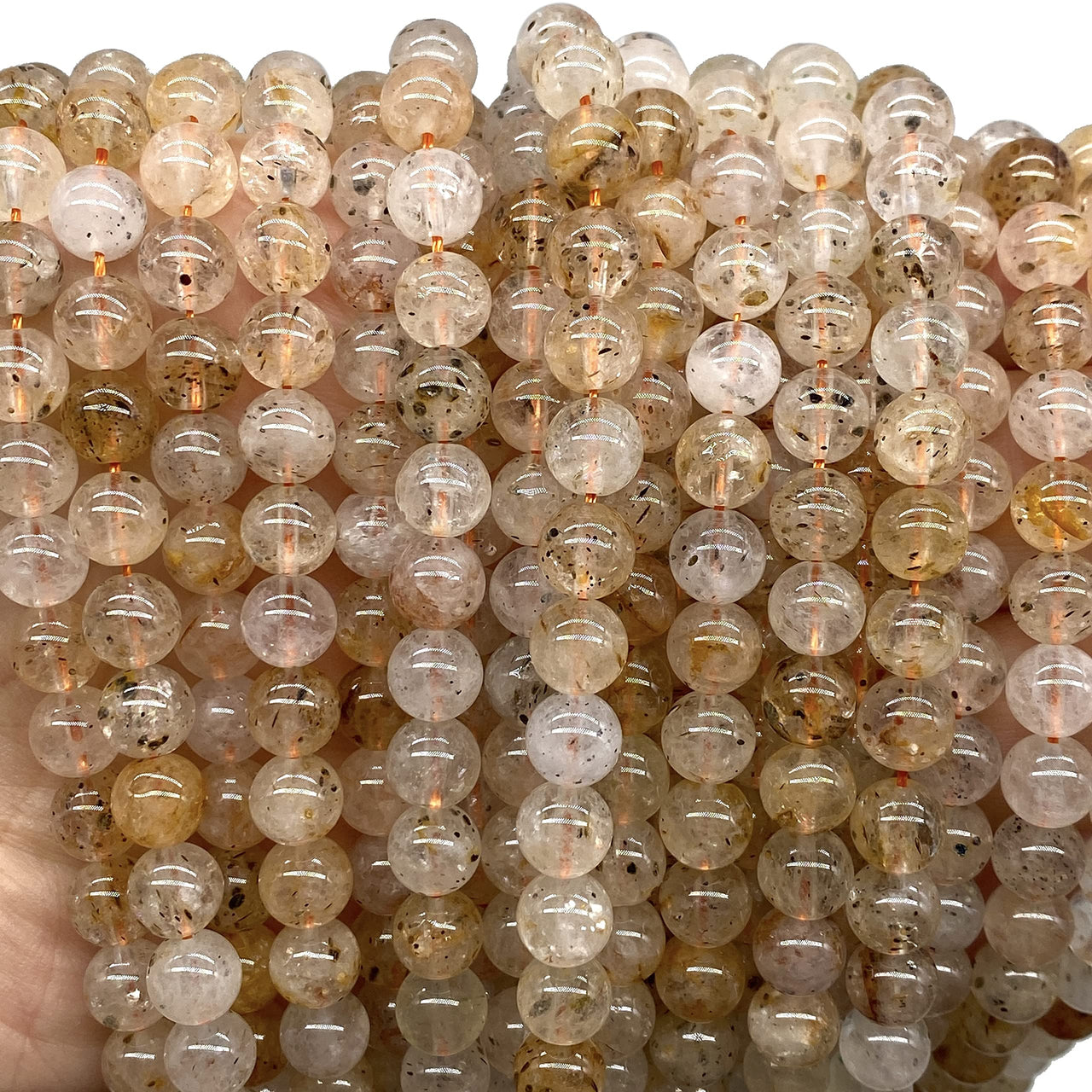 ABCGEMS Brazilian Orange Biotite Beads (AKA Golden & Black Mica) Healing Energy Crystal Stone Ideal for Bracelet Necklace Ring DIY Jewelry Making Craft Men Women Smooth Round 8mm Orange Biotite (From Brazil)