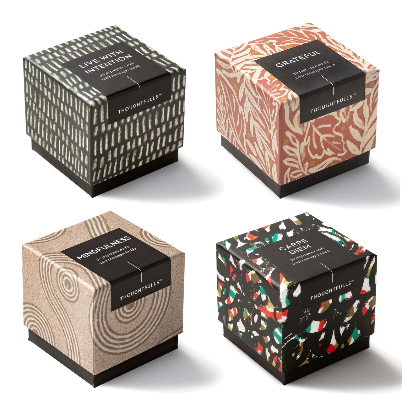 Compendium ThoughtFulls Pop-Open Cards — 4-Pack of Grateful, Live with Intention, Mindfulness, Carpe Diem – 120 Pop-Open Cards, Each with a Different Message Inside 4-Pack - Grateful, Live with Intention, Mindfulness, Carpe Diem