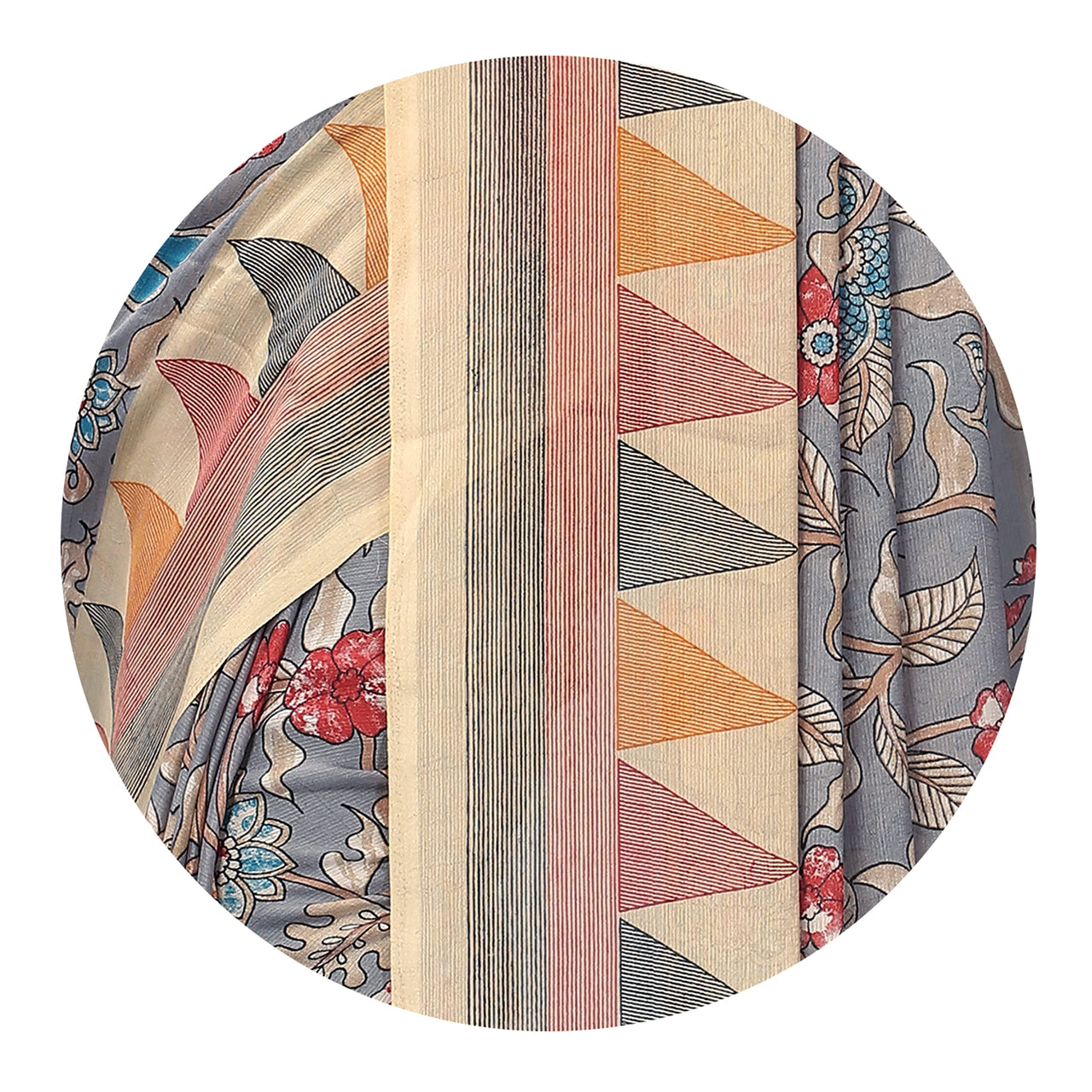 MIRCHI FASHION Women's  Stylish Chiffon Floral and Geometric Printed Saree with Blouse Piece