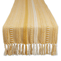 DII Farmhouse Braided Stripe Table Runner Collection, 15x108 (15x113, Fringe Included), Honey Gold 15x108