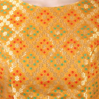 X3 Women's  Brocade Zari Weaving Elbow Length Sleeves Saree Blouse