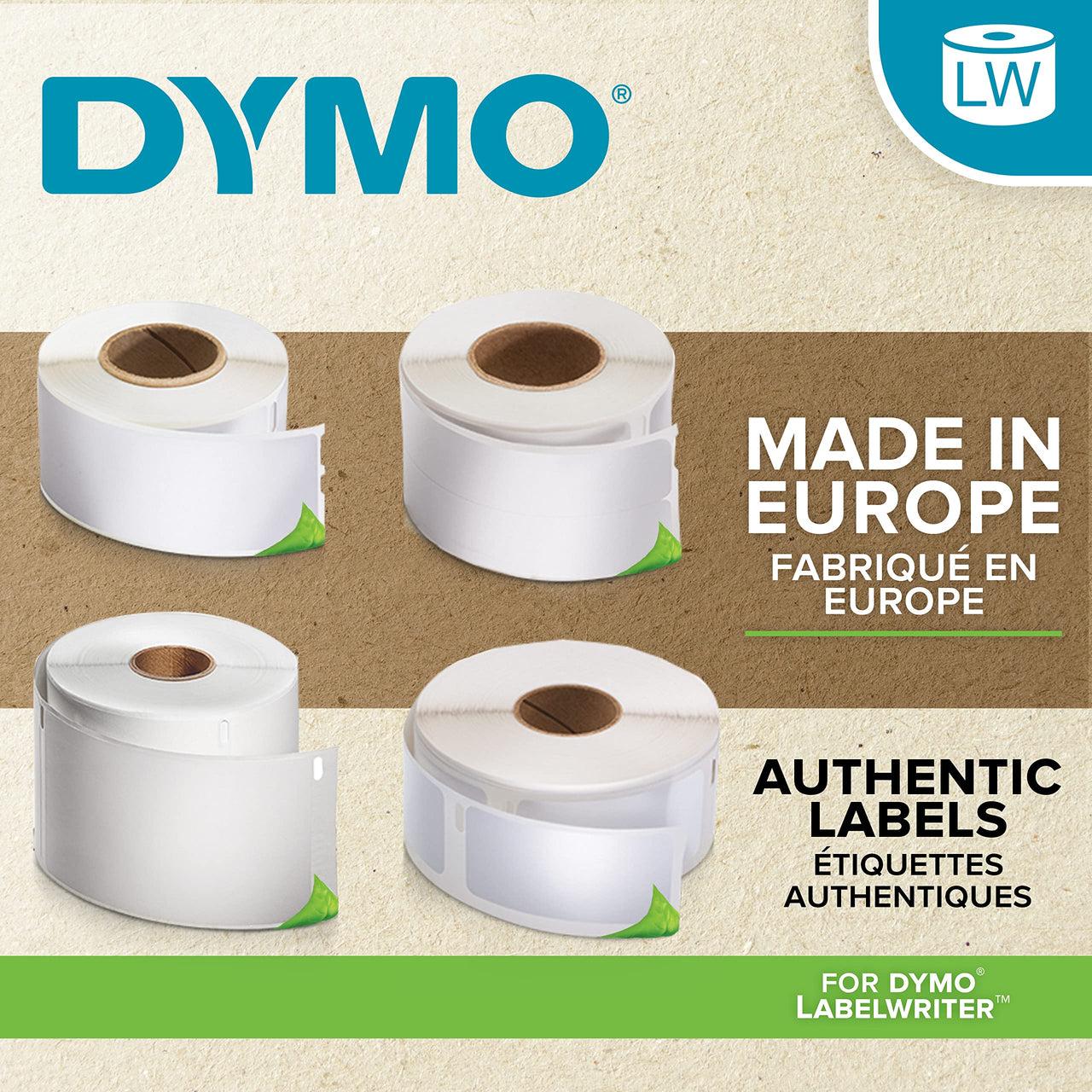 DYMO LW Durable Industrial Labels for LabelWriter Label Printers, White Poly, 1 x 1, 2 Rolls of 850 (1933083)