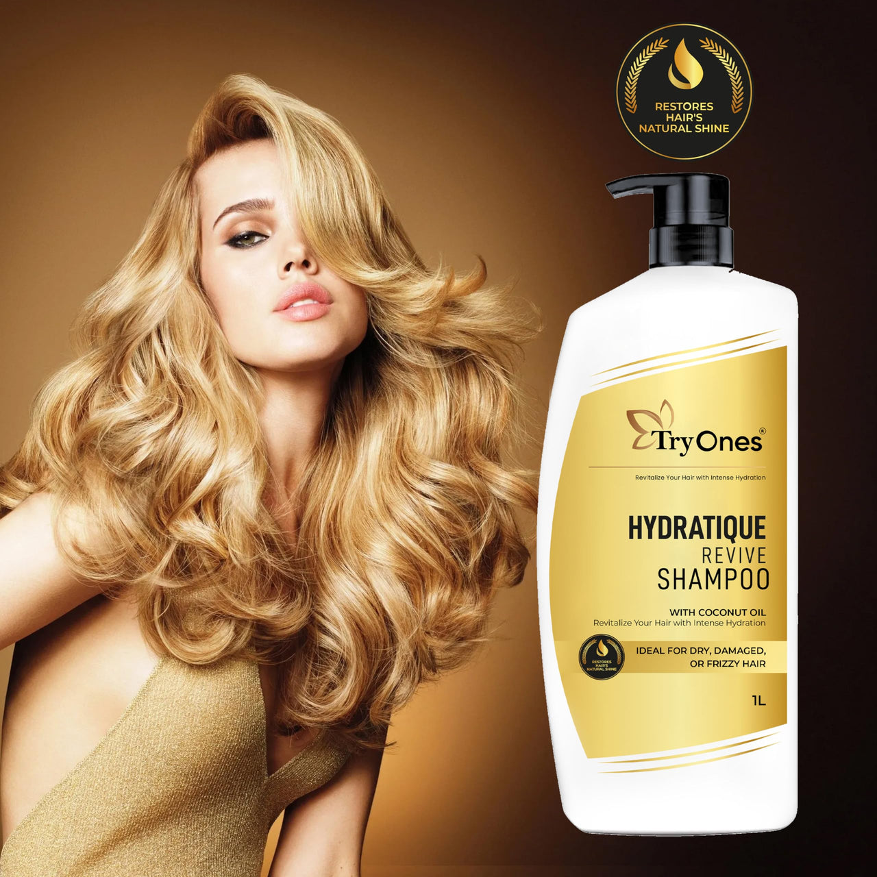 TryOnes Coconut Oil Hydrating Shampoo,Soften & Strengthen Hair 1000ml For Mens & Womens