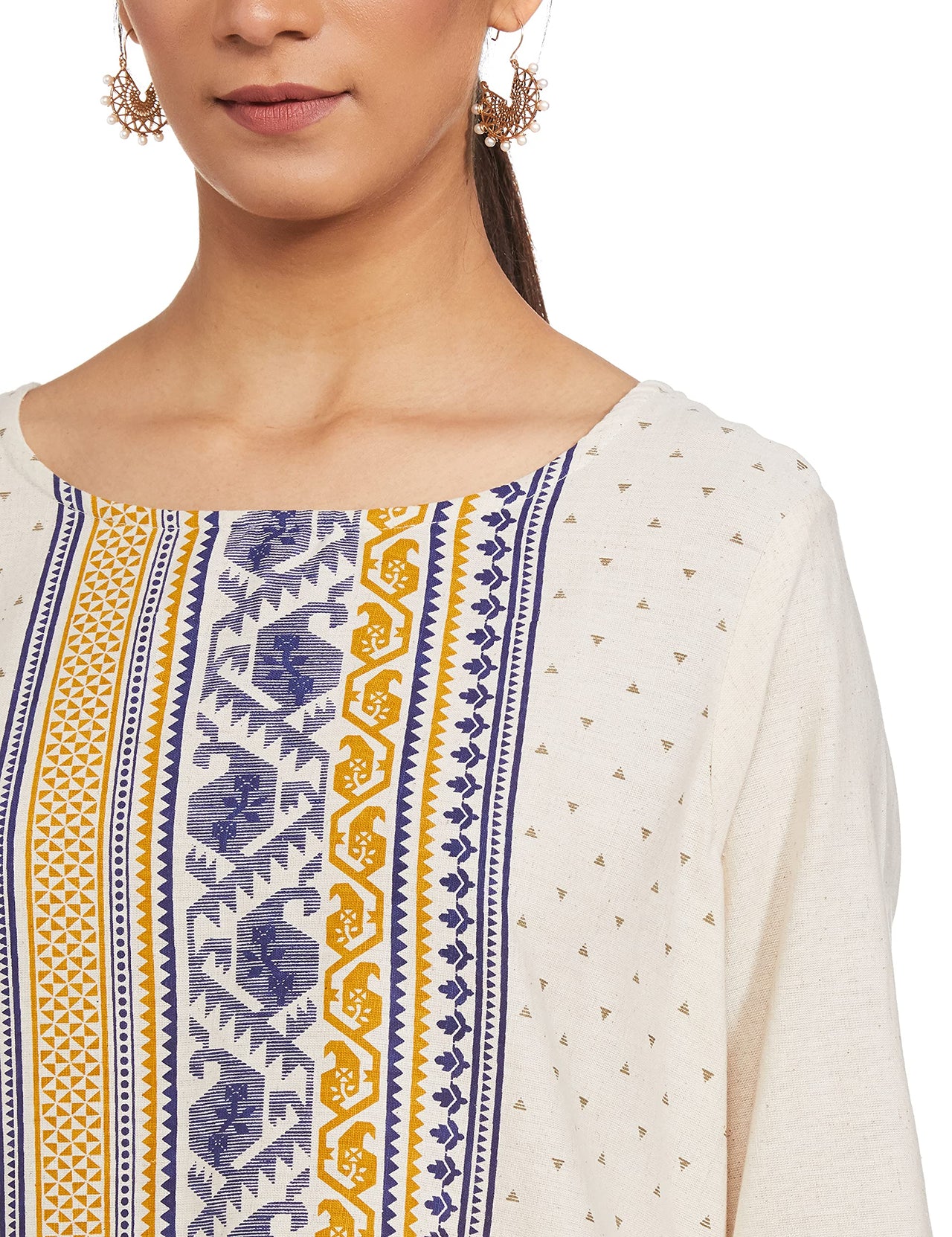 Max Women's  Printed Round Neck Straight Kurta