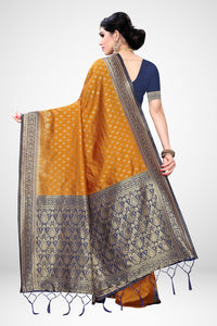 AKHILAM Women's  Banarasi silk woven Design Saree with Unstitched Blouse Piece(GNG220_QL_Parent)