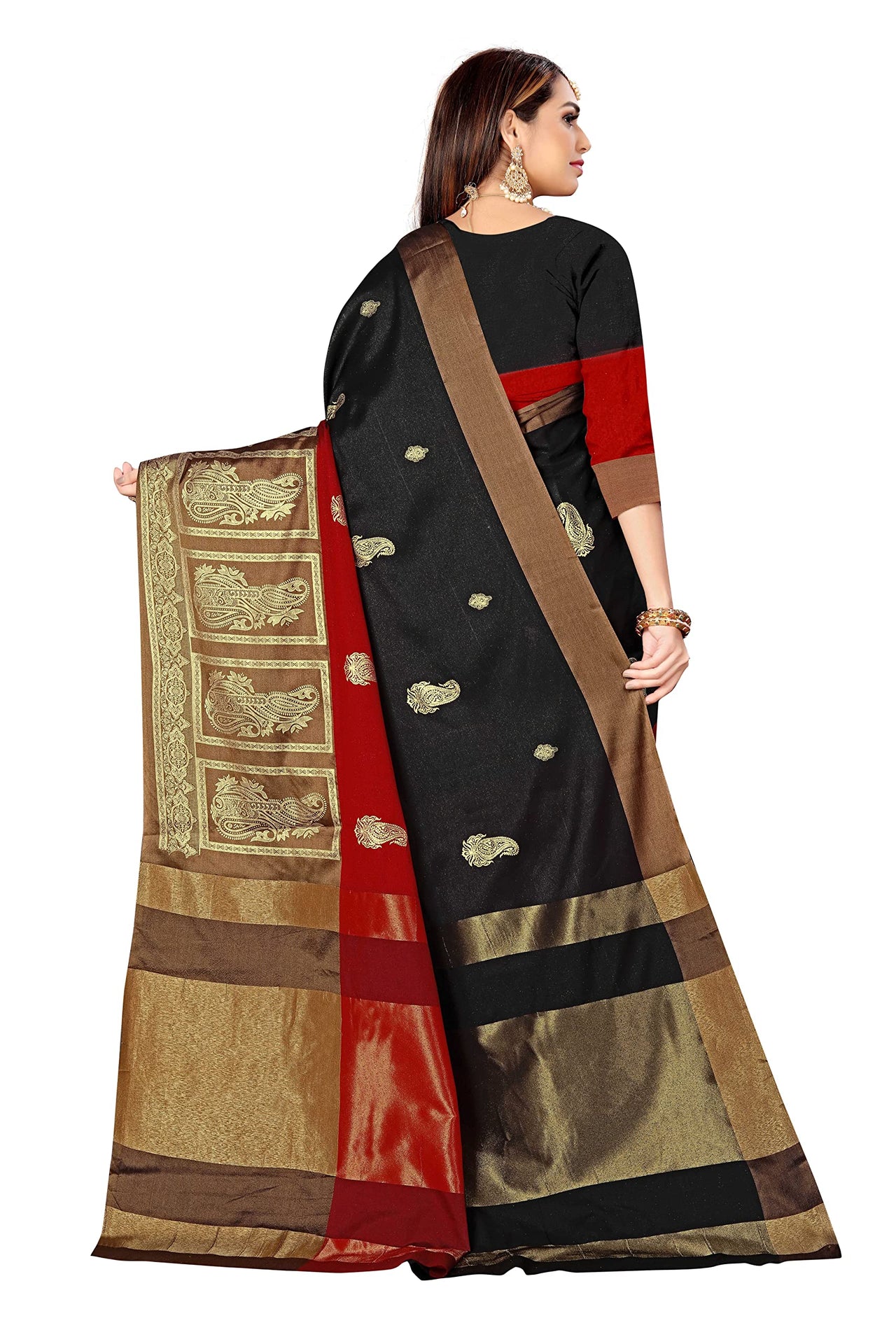 GRECIILOOKS Women Soft Cotton & Silk Saree For Women Banarasi Saree With Un-stitched Blouse piece