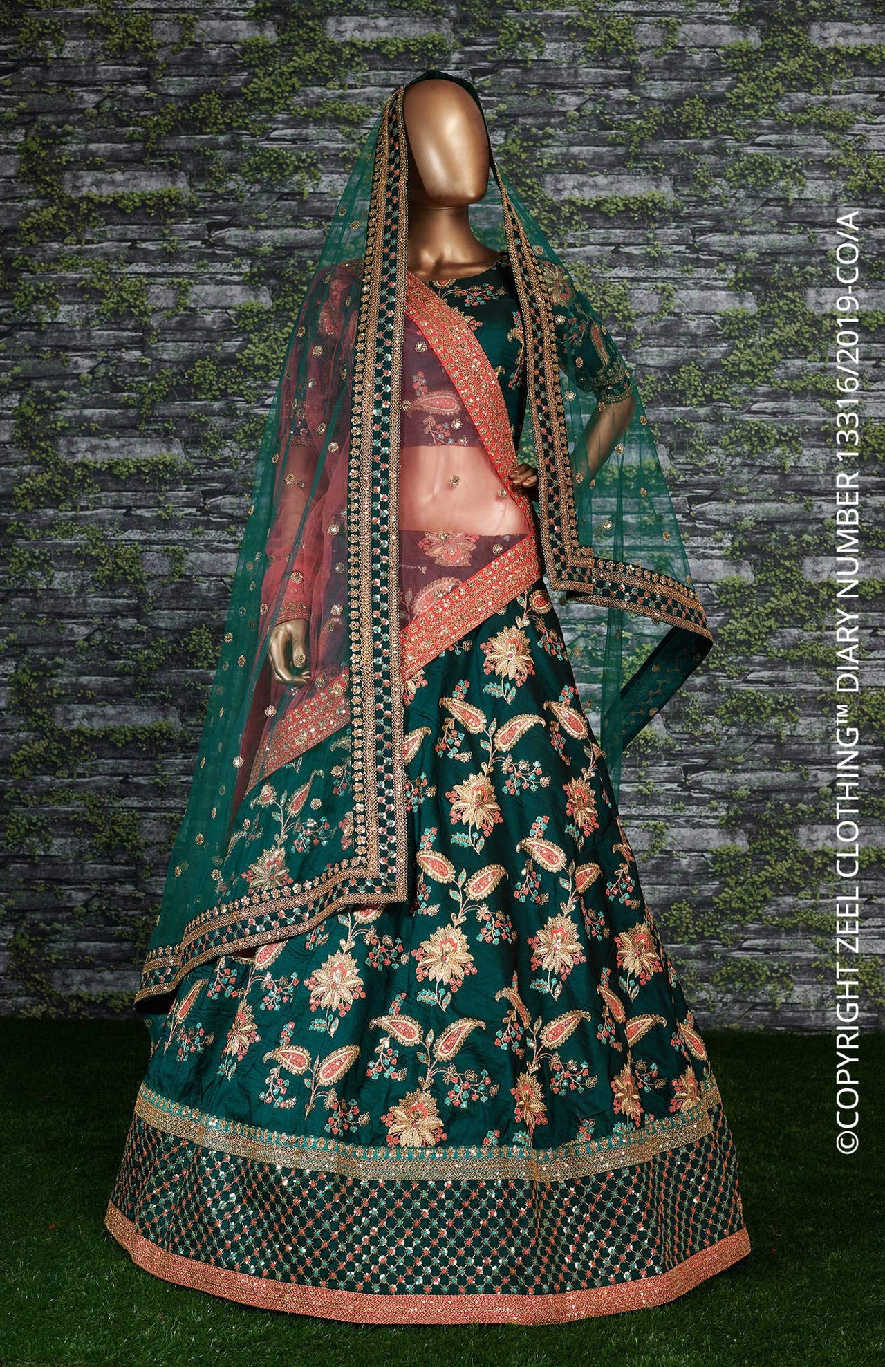 Zeel Clothing Women's  Silk Semi-Stitched Lehenga Choli (7034-Wedding-Bridal-Latest-New; Free)