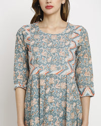 Rajnandini Women's  Multicolor Coloured Pure Cambric Cotton Floral Embroidered Kurta Set With Dupatta