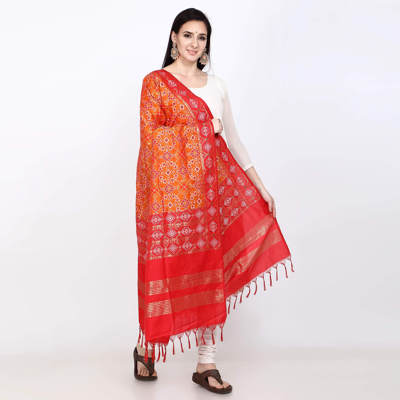 KAPAAHA Women's  Woven Design Silk Blend Dupatta Free Size