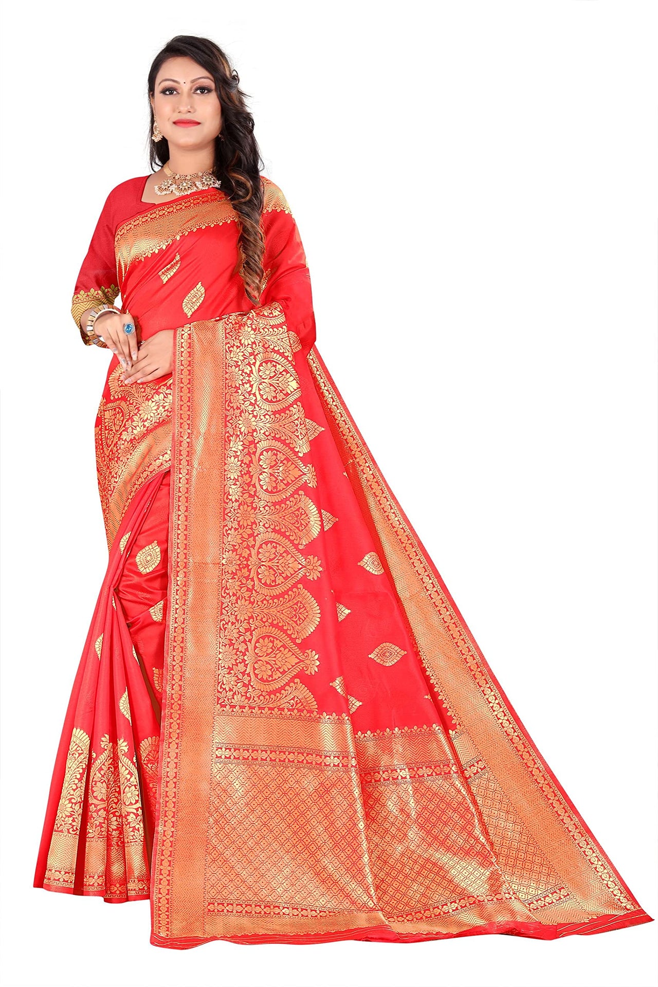 Amazon Brand - Anarva Soft Heavy & Cotton Silk Sarees for women, Beautiful saree free size with unstitched Blouse Piece