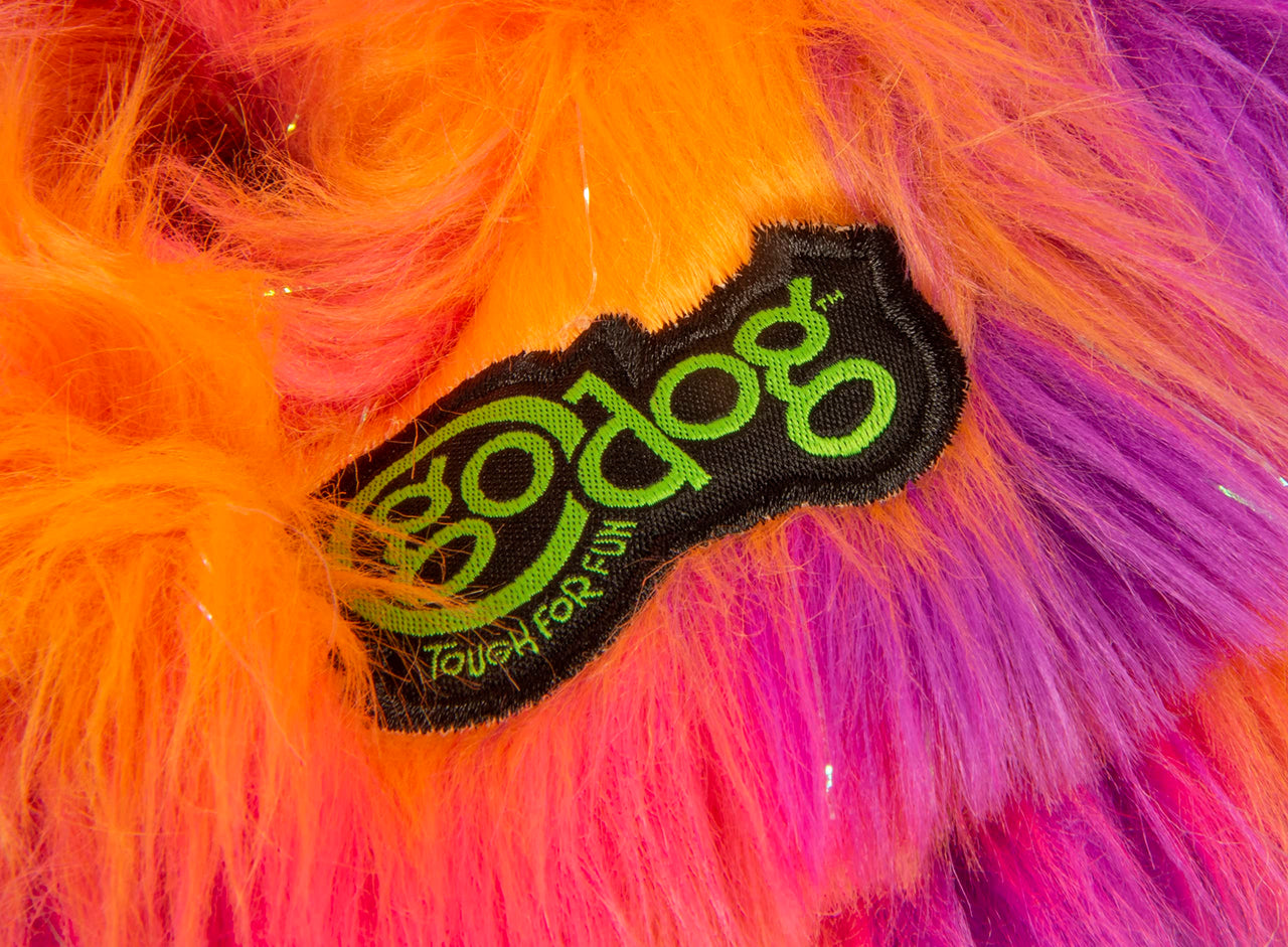 goDog Furballz Ring Squeaky Plush Dog Toy, Chew Guard Technology - Warm Rainbow, Large Furballz Ring (Warm Rainbow)