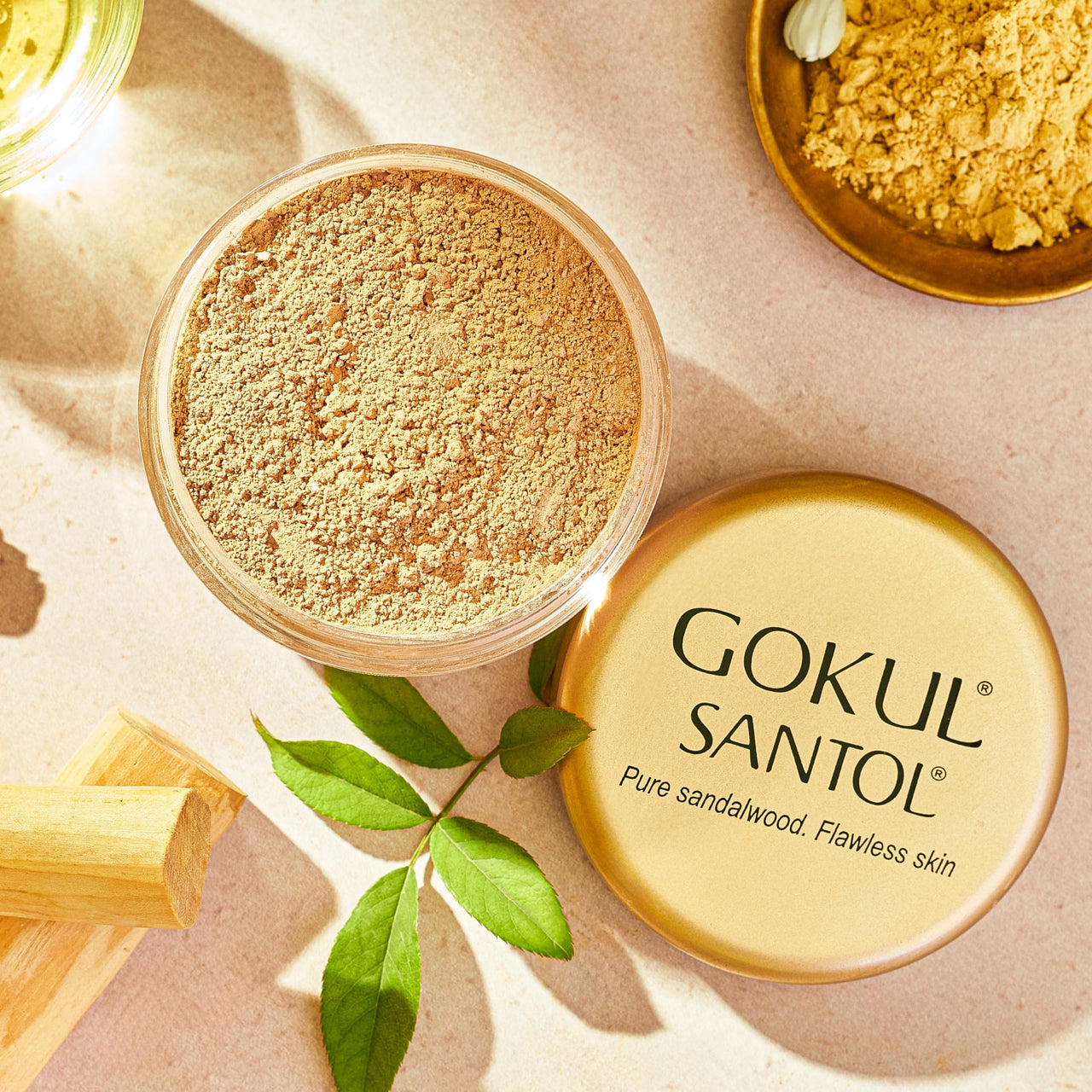Gokul Santol Pure Sandalwood Makeup Powder - Flawless Skin, Blemish-Free Coverage for All Skin Types | 10g | Mattifying, Refreshing, Soothing, Brightening Formula