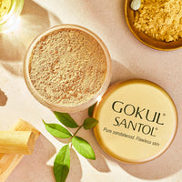 Gokul Santol Pure Sandalwood Makeup Powder - Flawless Skin, Blemish-Free Coverage for All Skin Types | 10g | Mattifying, Refreshing, Soothing, Brightening Formula