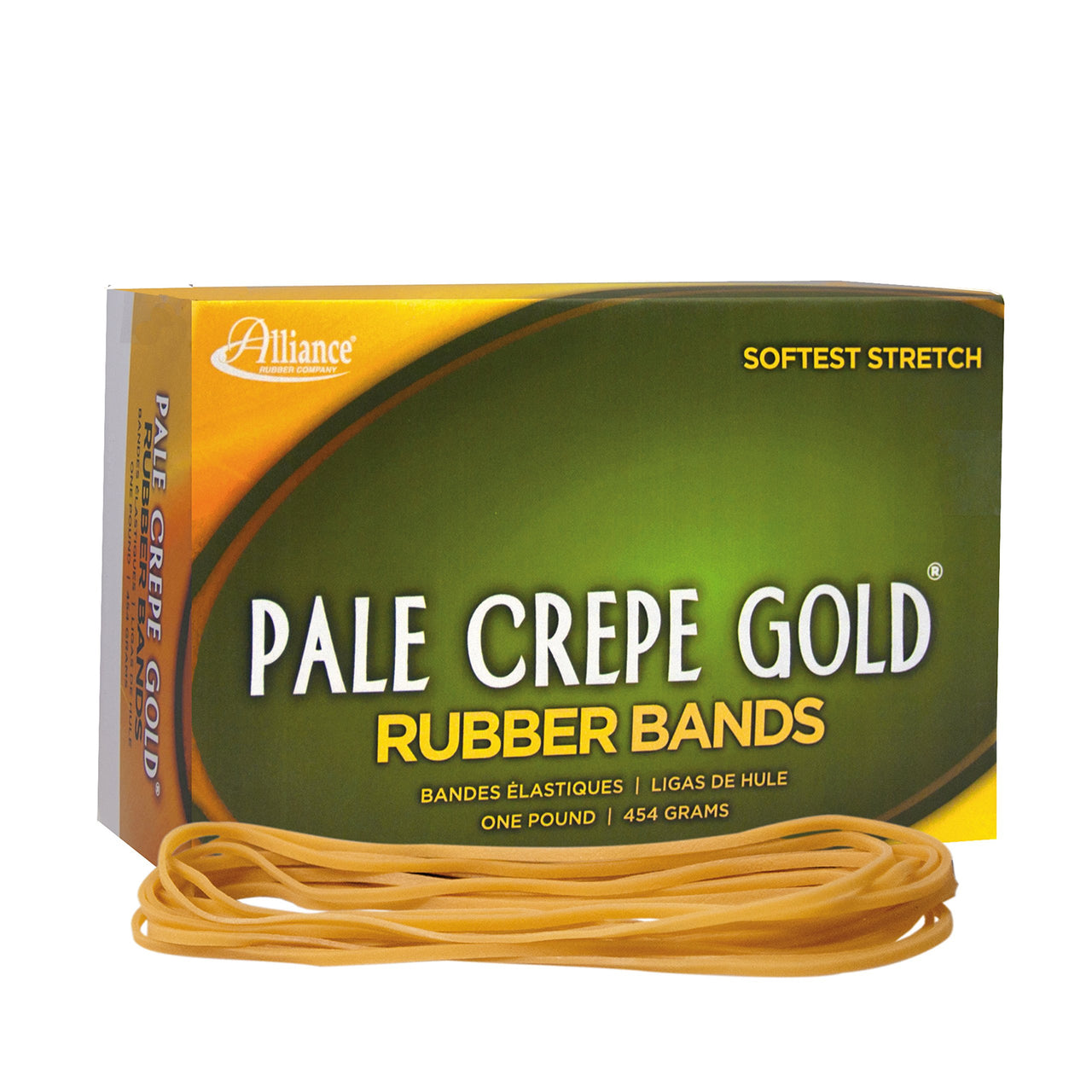 Alliance Rubber 20255 Pale Crepe Gold Rubber Bands Size #117A, 1 lb Box Contains Approx. 600 Bands (7" x 1/16", Golden Crepe)