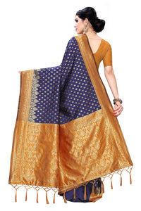 AKHILAM Women's  Banarasi silk woven Design Saree with Unstitched Blouse Piece(GNG220_QL_Parent)
