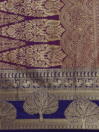 Pandadi Saree Women's  Banarasi Silk Saree With Unstitched Blouse Piece