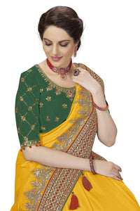 Nivah Fashion Women's  Satin Embroidery Saree with Heavy Work Blouse Piece