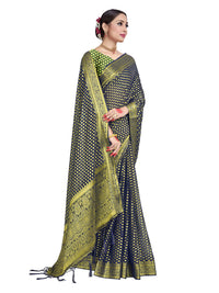 Vardha Women's  Chiffon Silk Saree with Unstitched Blouse Piece - Zari Woven Work Sarees for Wedding