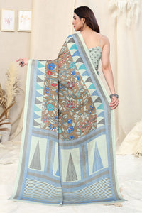 MIRCHI FASHION Women's  Stylish Chiffon Floral and Geometric Printed Saree with Blouse Piece