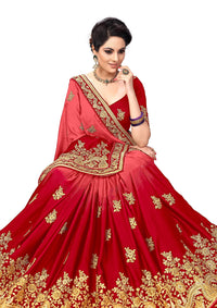 PANASH TRENDS Women's  Barfi Silk Heavy Embroidery Work Saree