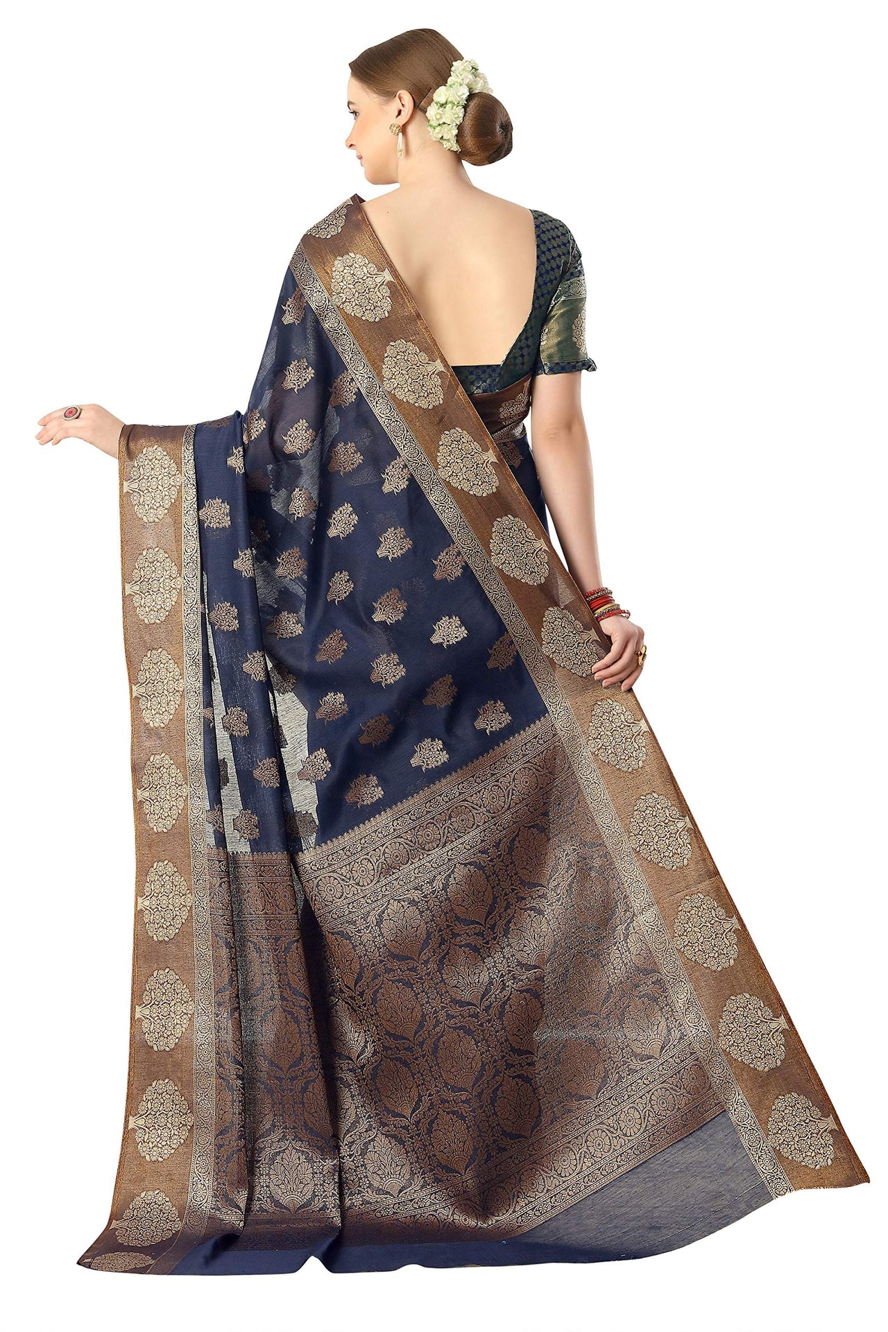 Jaam Silk Fashion Women's  kanjivaram Woven Pattu Silk Blend Saree with Blouse Piece