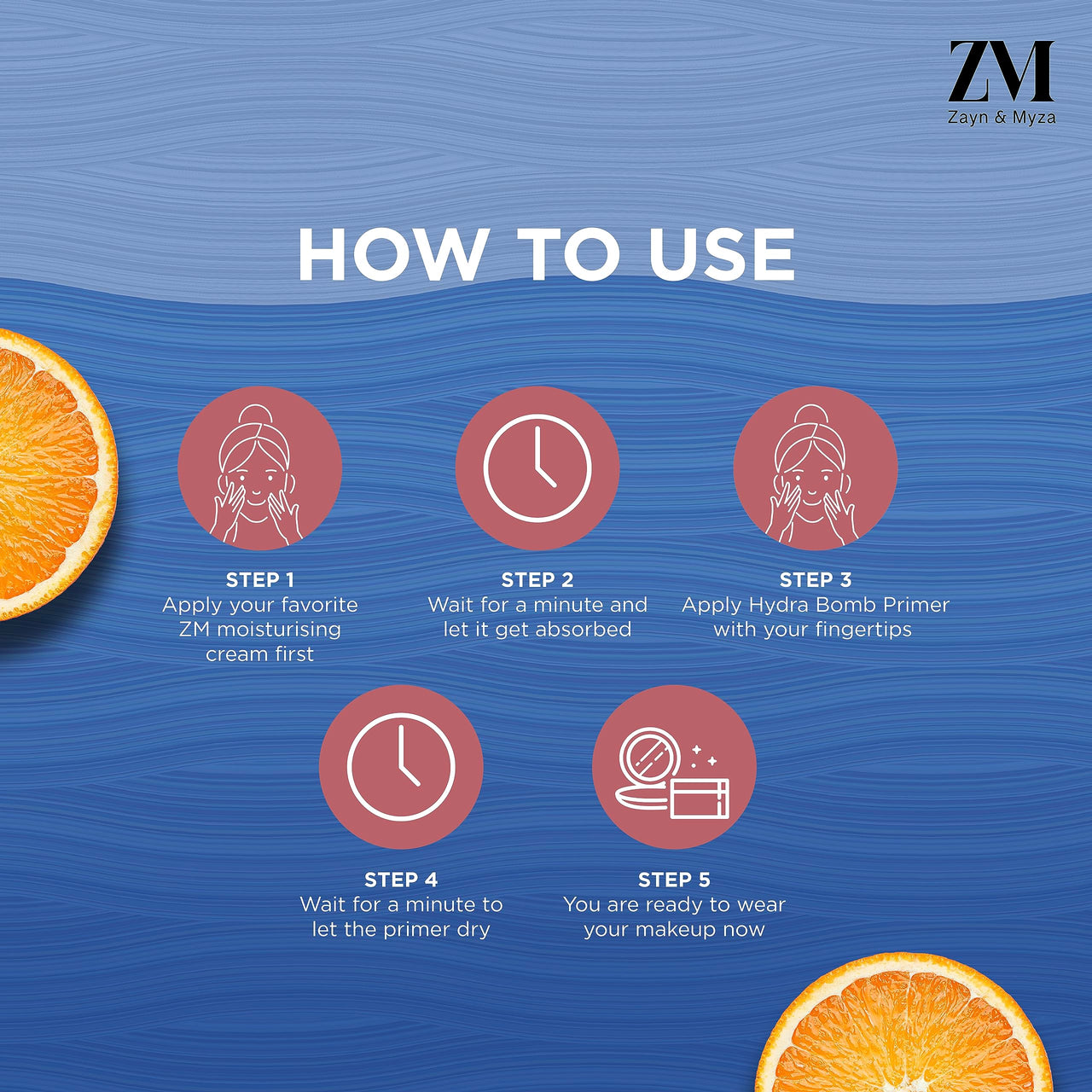 ZM Zayn & Myza Hydra Bomb Primer with Orange Peel Extract For smooth & long lasting make up, All Skin Types, 30 ml