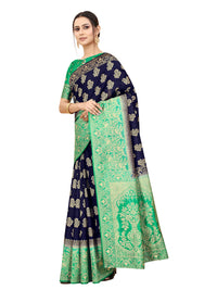 SATYAM WEAVES Women's  Banarasi Cotton Silk Saree With Blouse Piece