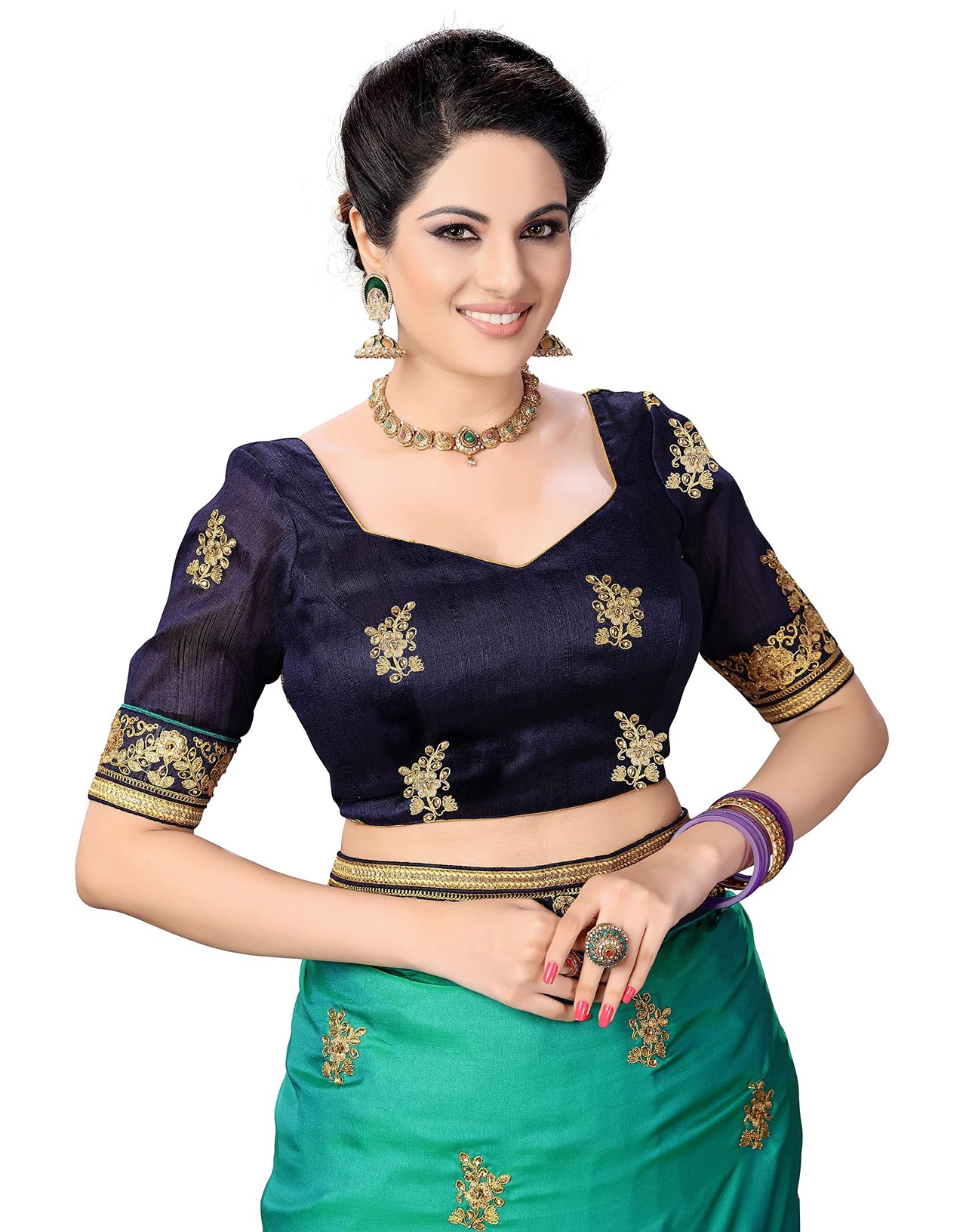PANASH TRENDS Women's  Barfi Silk Heavy Embroidery Work Saree