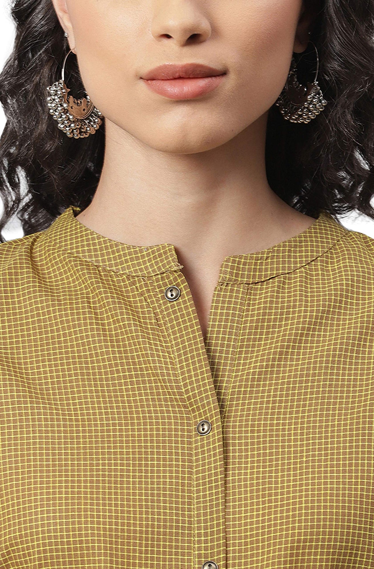 Janasya Women's  Green Cotton Kurta