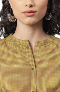 Janasya Women's  Green Cotton Kurta